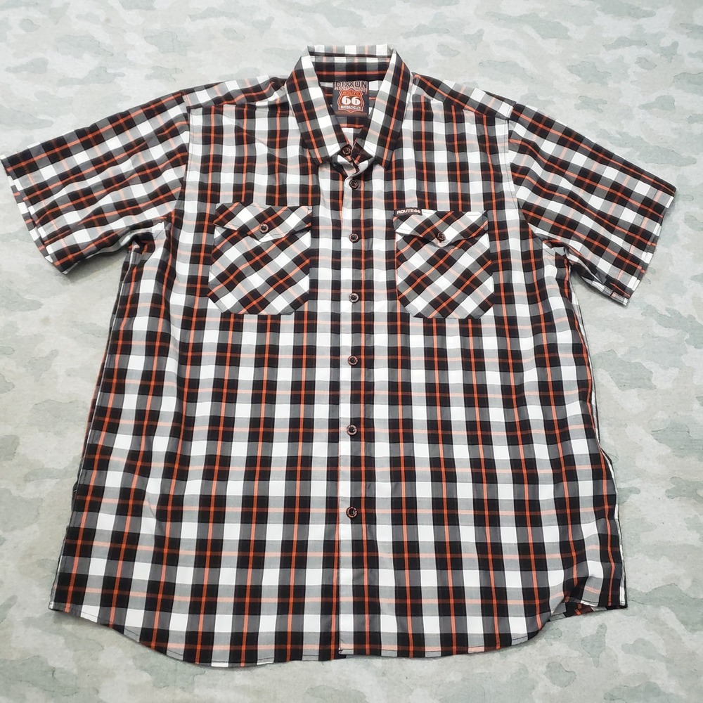 Dixxon Flannel Co Route 66 Shirt Mens 2X Orange Short Sleeve Button Motorcycle